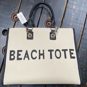 Beach Tote Large Shoulder Bag Natural & Luggage by Cee Klein New York